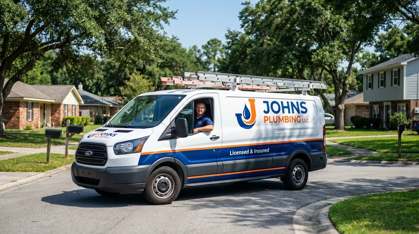 Johns Plumbing LLC service van in Castine, ME