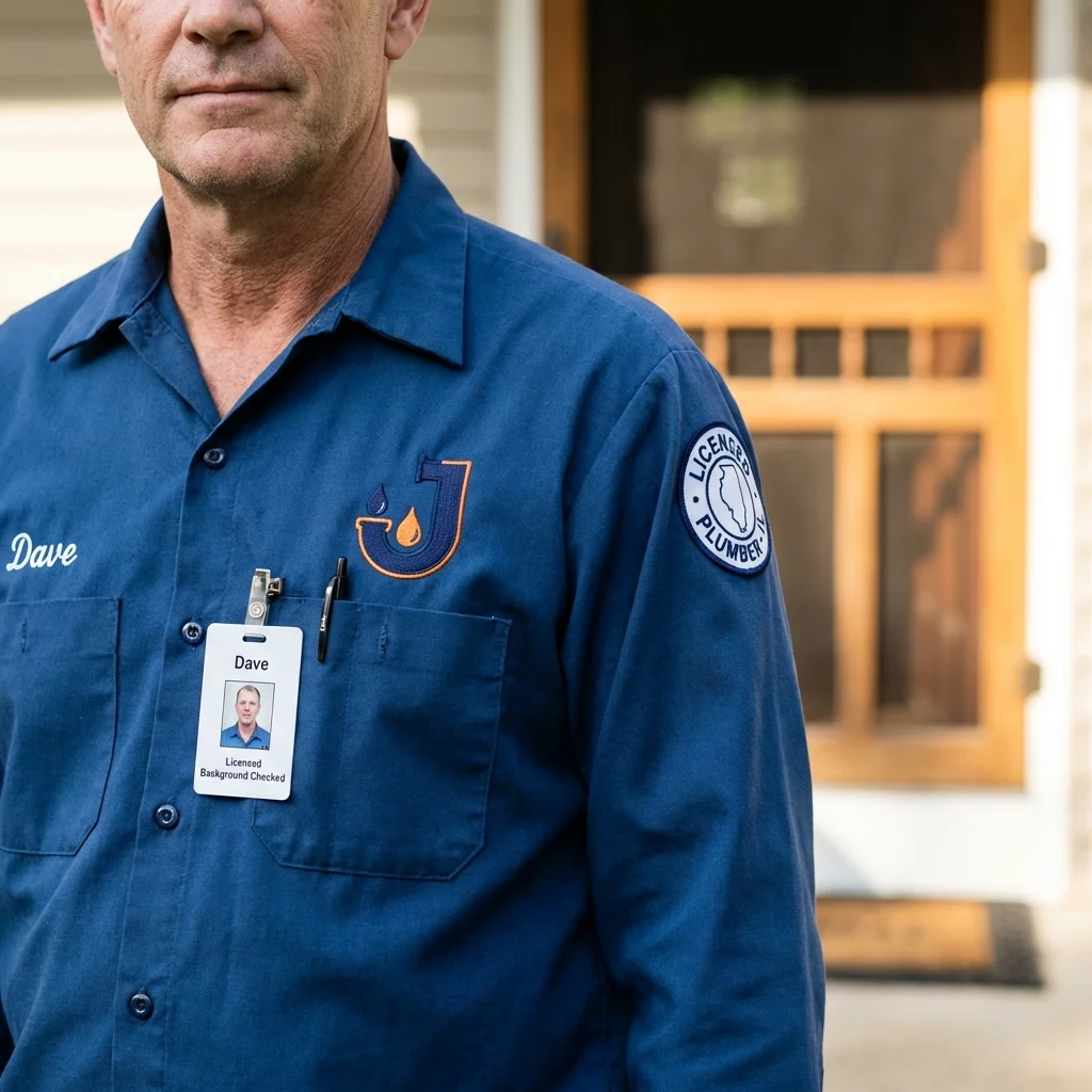 Licensed plumber showing ID badge in Castine, ME