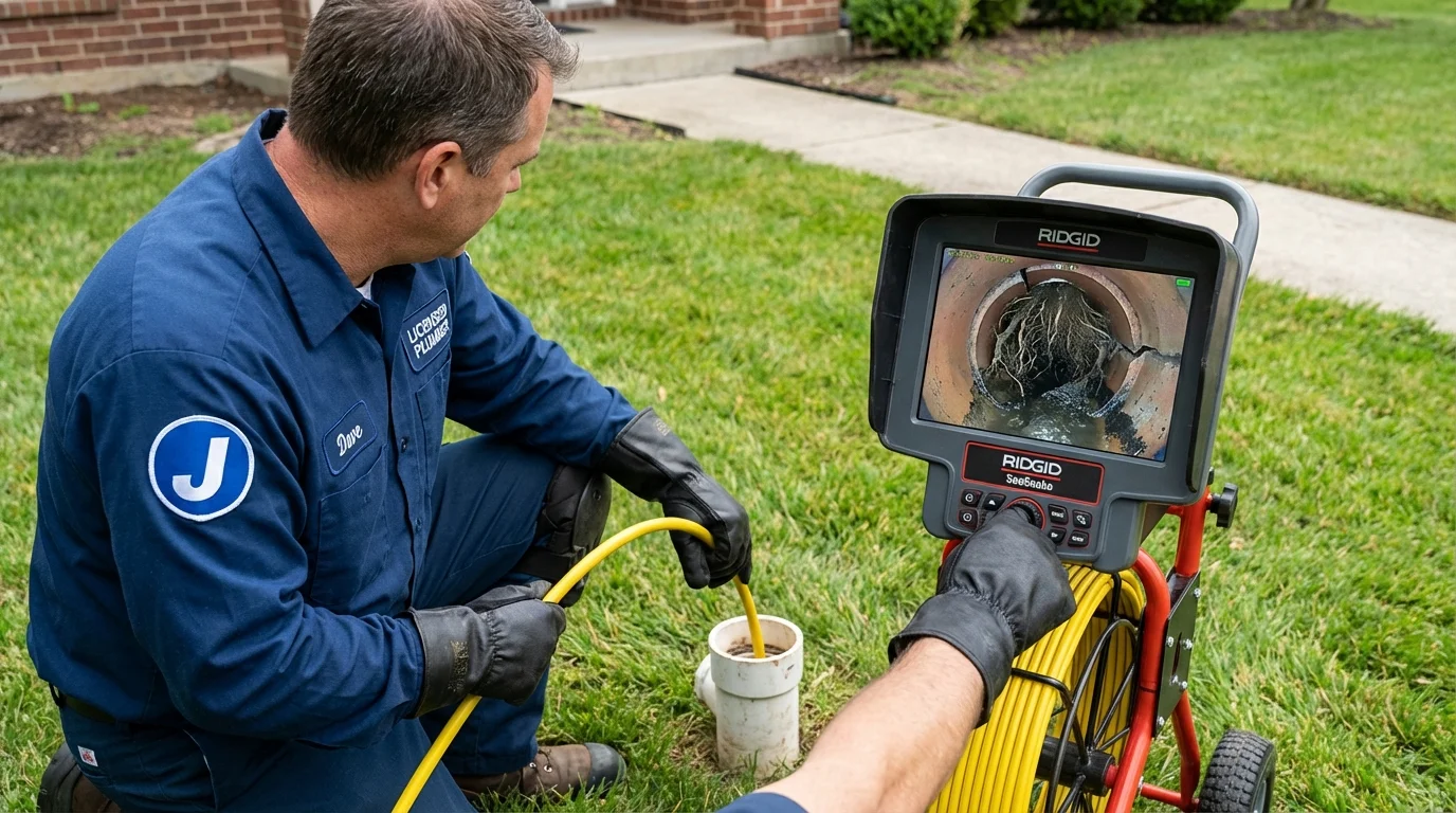 Sewer camera inspection being performed by Johns Plumbing LLC in Castine